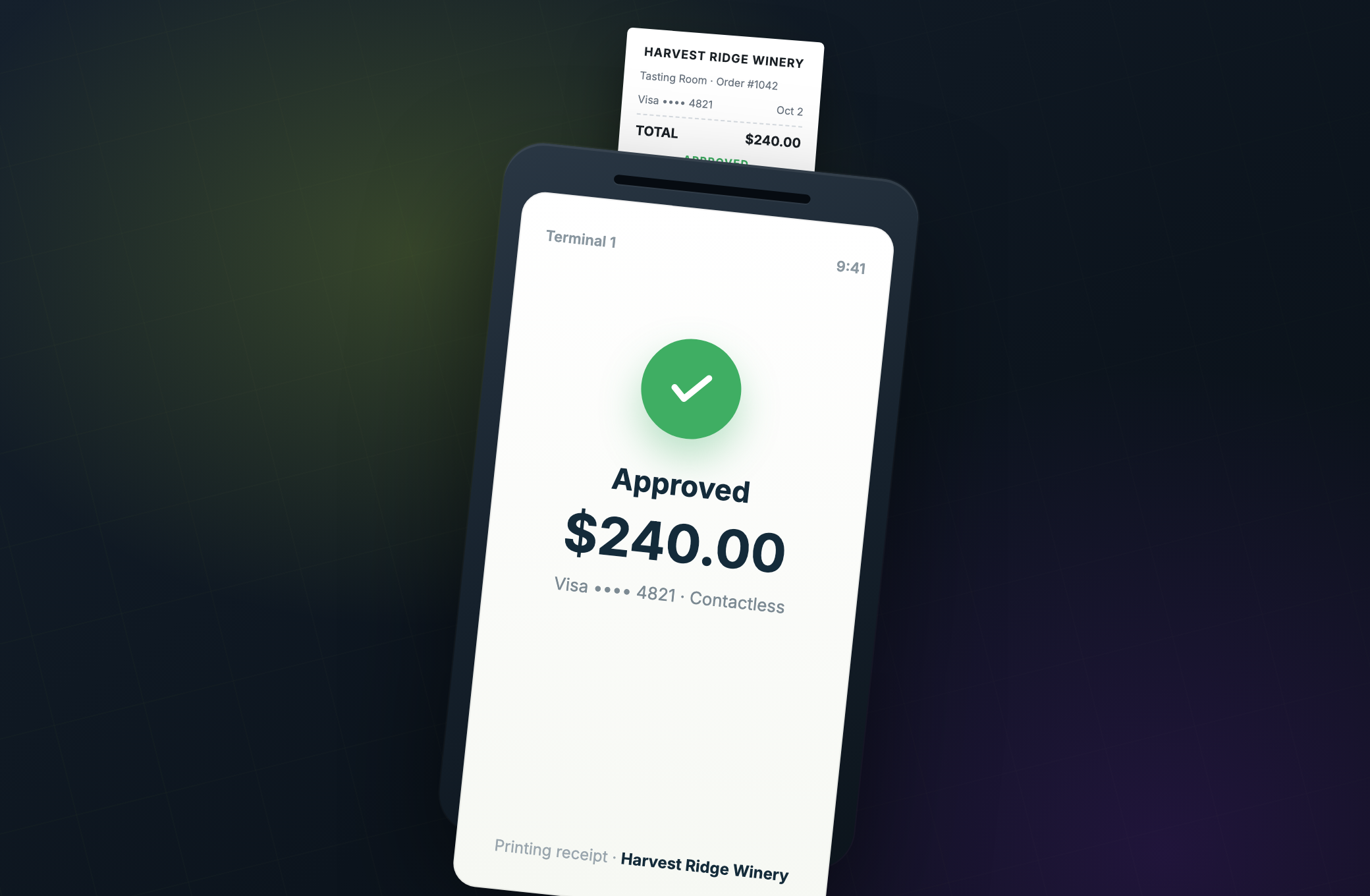Portable terminal printing a receipt