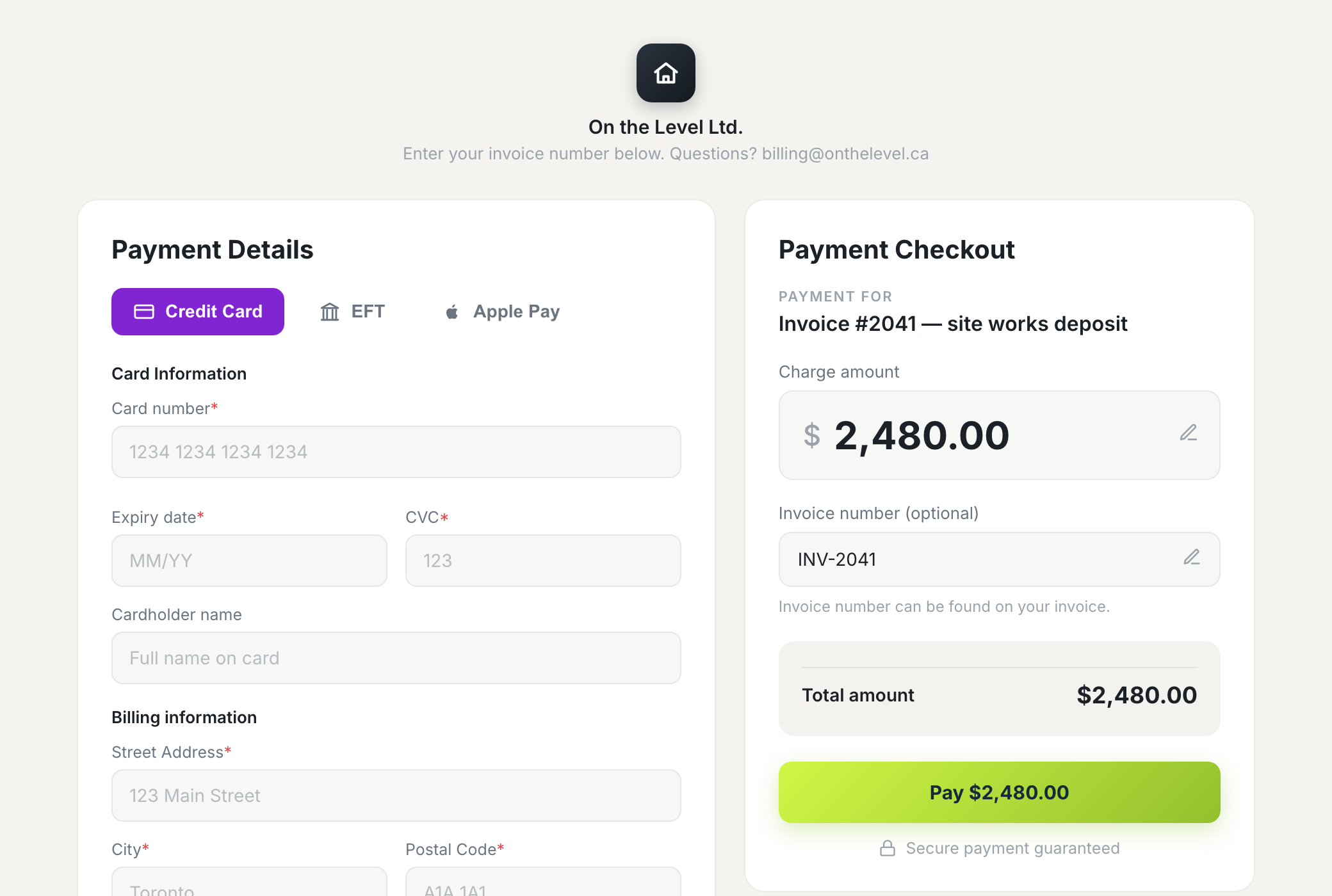 Hosted payment page